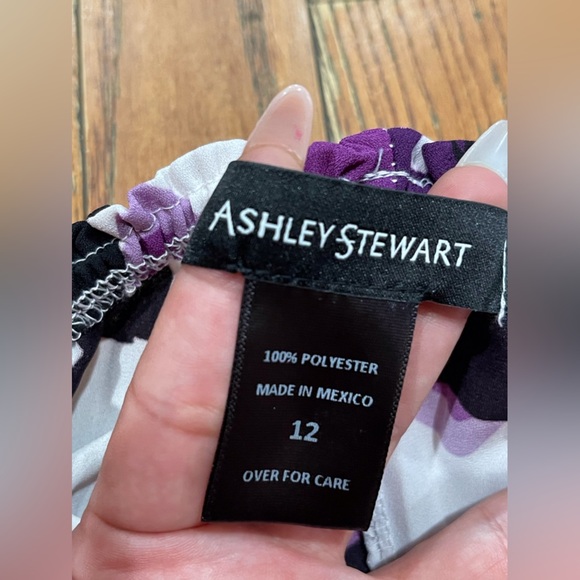 Ashley Stewart Purple and Black Floral Blouse - Picture 3 of 5